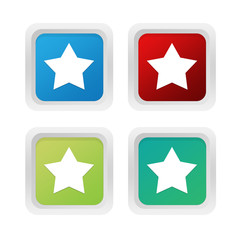 Wall Mural - set of squared colorful buttons with star symbol