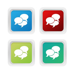 Wall Mural - set of squared colorful buttons with bubble speeches symbol
