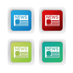 Wall Mural - set of squared colorful buttons with news symbol