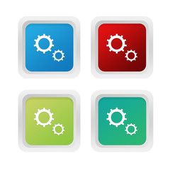 Wall Mural - set of squared colorful buttons with gears symbol