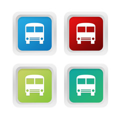 Wall Mural - set of squared colorful buttons with bus symbol