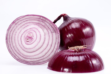 Wall Mural - the cut red onion isolated on white background