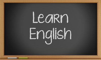Poster - Learn English written on blackboard.