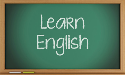 Poster - Learn English written on blackboard.