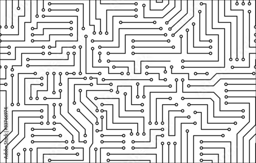 Fotomural Black and White Printed Circuit Board