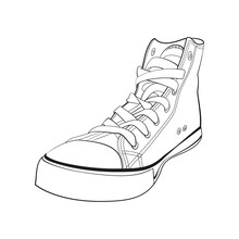 Black and white gumshoes. Isolated on white concept vector sneak