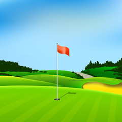 Wall Mural - golf hole vector green tee background