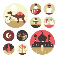 Icon set of Arab