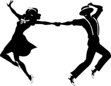 Silhouette Of A Couple Dancing