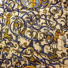Fototapete - Ceramic tile, museum Azulejo, Lisbon, Portugal.