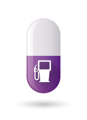 Wall Mural - Purple pill icon with a gas station