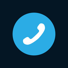 Vector modern phone icon in blue circle