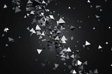 Poster - abstract 3d rendering of flying pyramids.