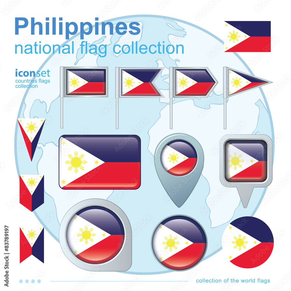 Flag of Philippines, icon collection, vector illustration Stock Vector ...
