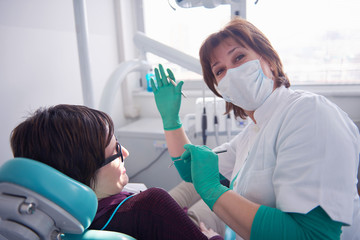 Wall Mural - woman patient at the dentist