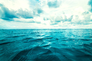 Wall Mural - sea and blue sky with clouds in cloudy day