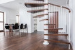 Wooden stairs in contemporary house
