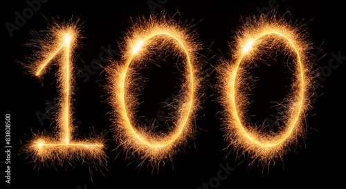 Fotomural "100" number drawn with bengali sparkles