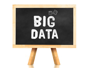 Aufkleber - Big data word with icon on blackboard in white background