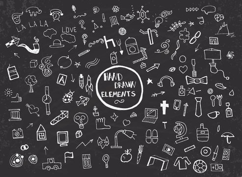 Pattern with Hand Drawn Icons and Elements