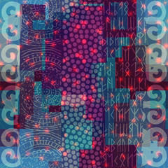 Poster - Ethnic grunge ornament with abstract lights