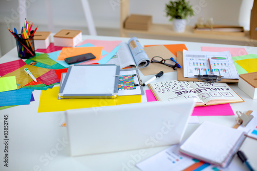 Fotografie, Obraz Designer's table with notes and tools