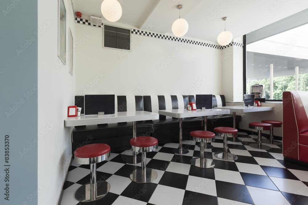 Fototapeten American Diner Restouranr Nikkel Art De