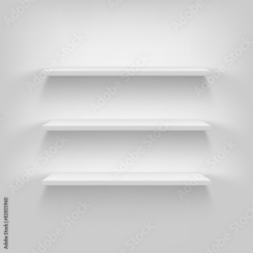 Fotomural Shelves attached to the wall.
