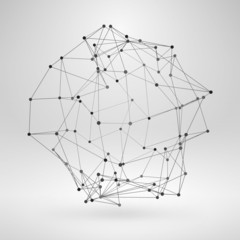Wireframe Polygonal Element. Abstract 3D Object with Thin Lines