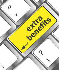 Poster - extra benefits button on keyboard - business concept