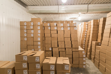  Cardboard boxes in a warehouse