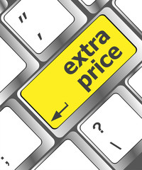 Poster - extra price word key or keyboard, discount concept
