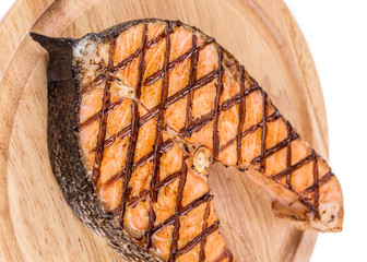 Canvas Print - Grilled salmon steak with vegetables 