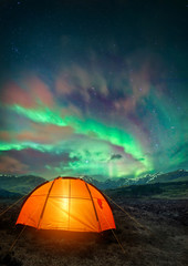 camping under the northern lights