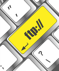 Poster - Computer keyboard with ftp key, technology background