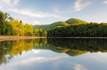 Wall Mural - lake with forest reflection, ruzin dam, slovakia