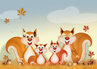 Wall Mural - squirrels family