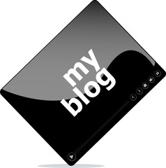 Poster - Video movie media player with my blog word on it