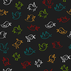 seamless bird pattern vector background full color on a black ba