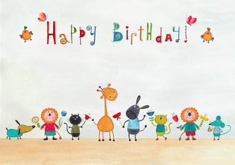 Wall Mural - Birthday greeting card