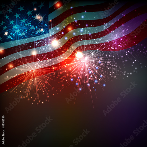Cuadros en Lienzo Fireworks background for 4th of July