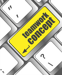 Poster - cloud icon with teamwork concept word on computer keyboard key