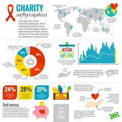 Wall Mural - Charity infographic set