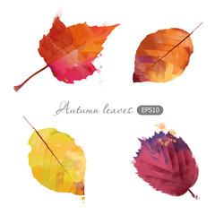 watercolor vector set of autumn leaves