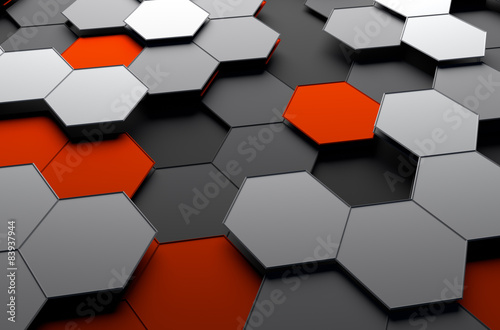 Plakat na zamówienie Abstract 3d rendering of futuristic surface with hexagons.