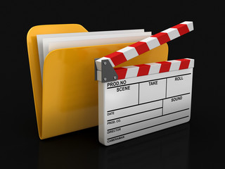 Poster - Folder and lists with Opened Clapboard (clipping path included)