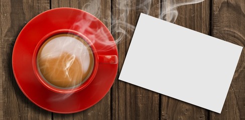 Poster - Composite image of red cup of coffee