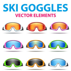 Wall Mural - Set of Classic snowboard ski goggles with colorful glass.