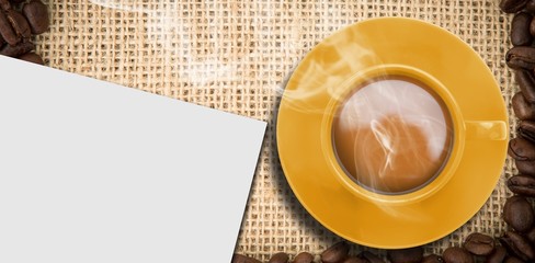 Poster - Composite image of yellow cup of coffee