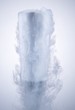 glass with dry ice isolated on a white background